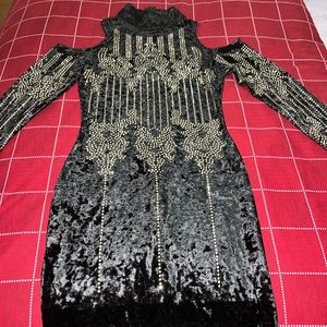Black Velour Long-sleeve Dress New w/o Tag